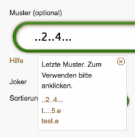 letzte Mustereingaben