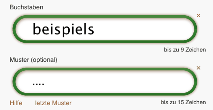 Mustereingabe Wortlänge