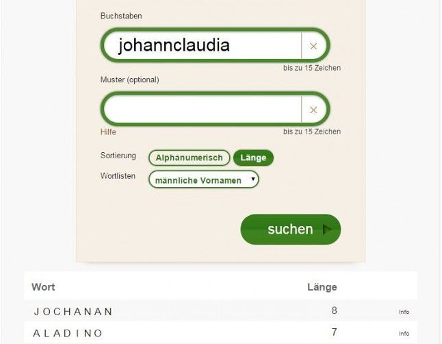 So könnte deine Suche nach einem Jungennamen mit unserem Namensgenerator aussehen.