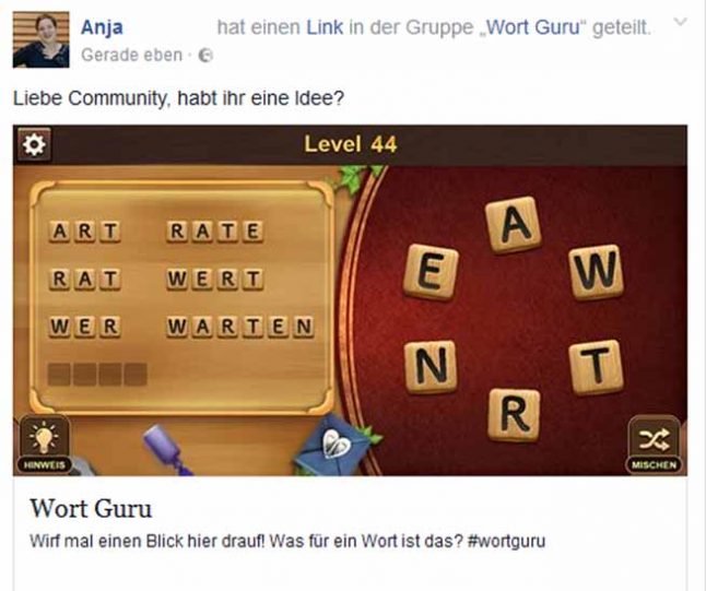 Social Media Funktion in der App
