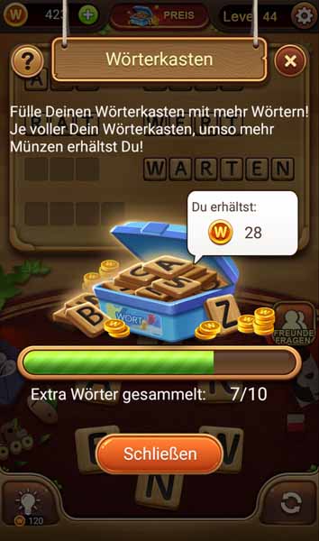 Extra Woerter in der App
