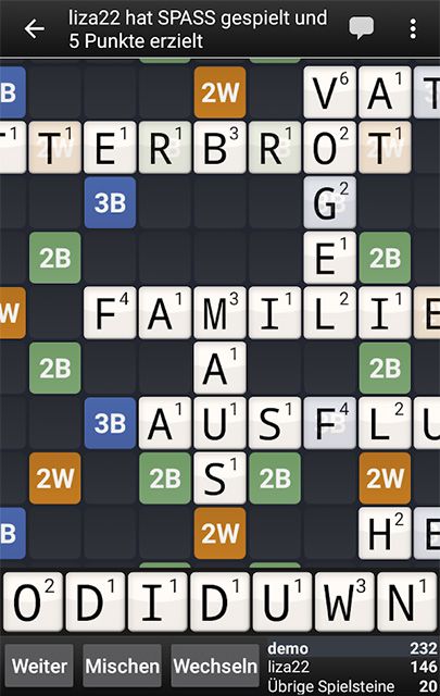 Wordfeud App Screenshot