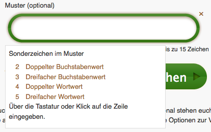 Eingabehilfen für Bonusfelder bei der Scrabble-Hilfe