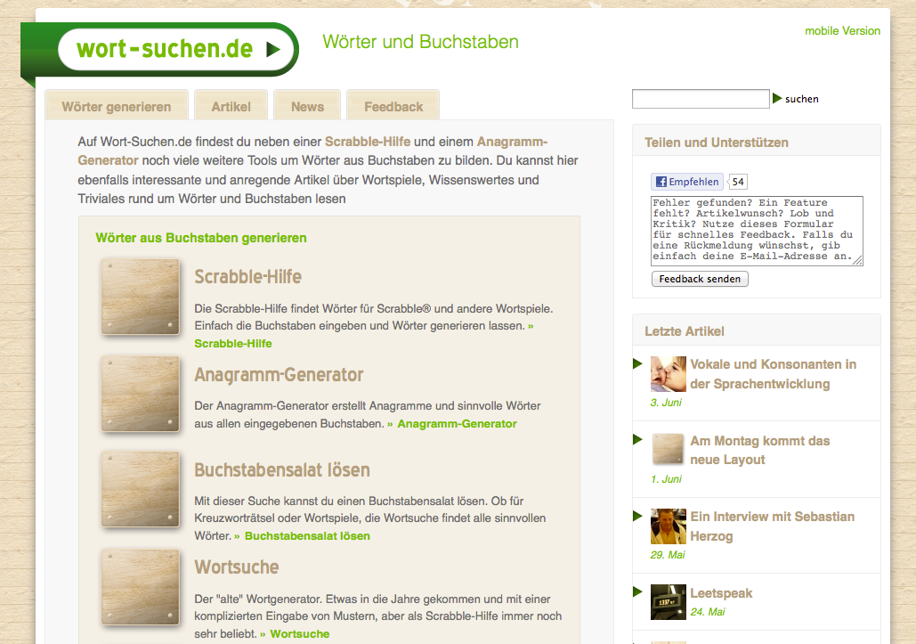 wort-suchen.de im neuen Layout